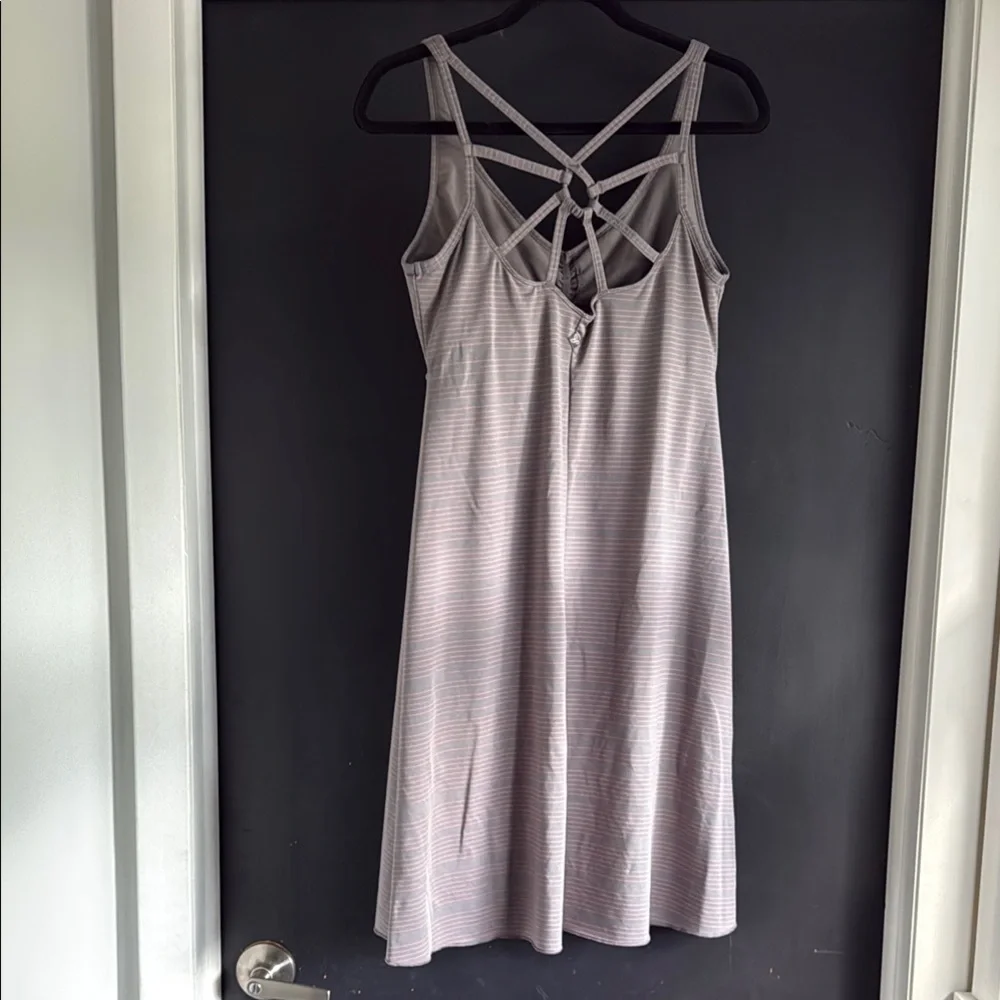 Prana Ruched Gray Sundress Sleeveless Midi - Picture 2 of 5